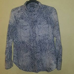 IJEANS Denim Pearl snap shirt with lace imprint